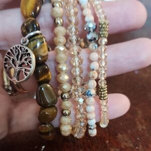 Elegant Beaded Bracelet Set with Tree Charm